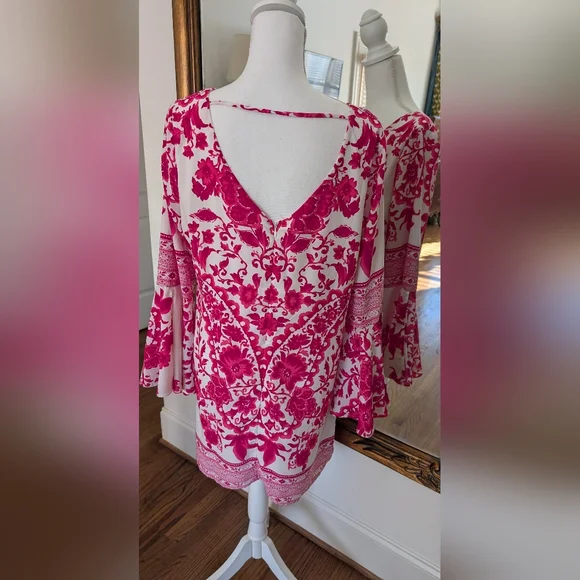 Pink Owl Vibrant Pink and White Floral Skirt - Picture 2 of 5